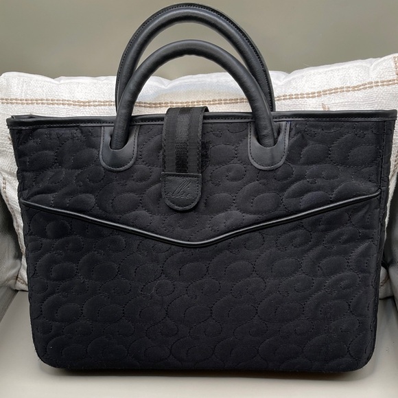 Ellie Handbags - Ellie Black Quilted Handbag with blue interior